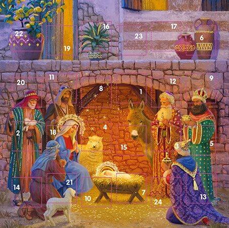 Traditional Nativity Scene Advent Calendar Card