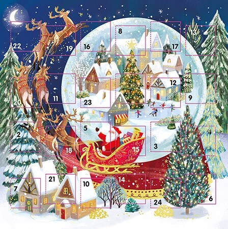 Globe Santa Advent Calendar Card
