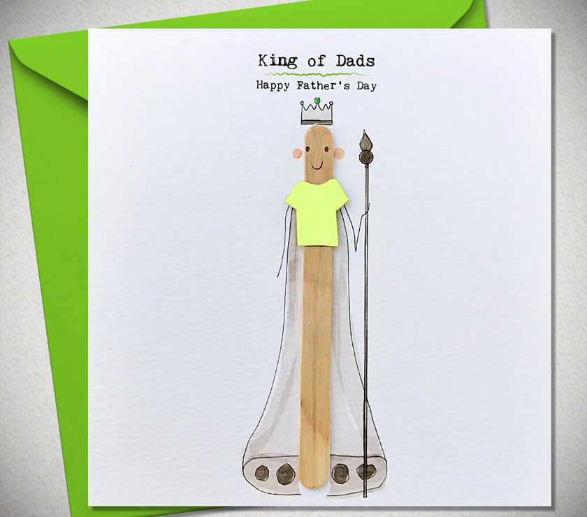 King of Dads Lolly Stick Art Greetings Card