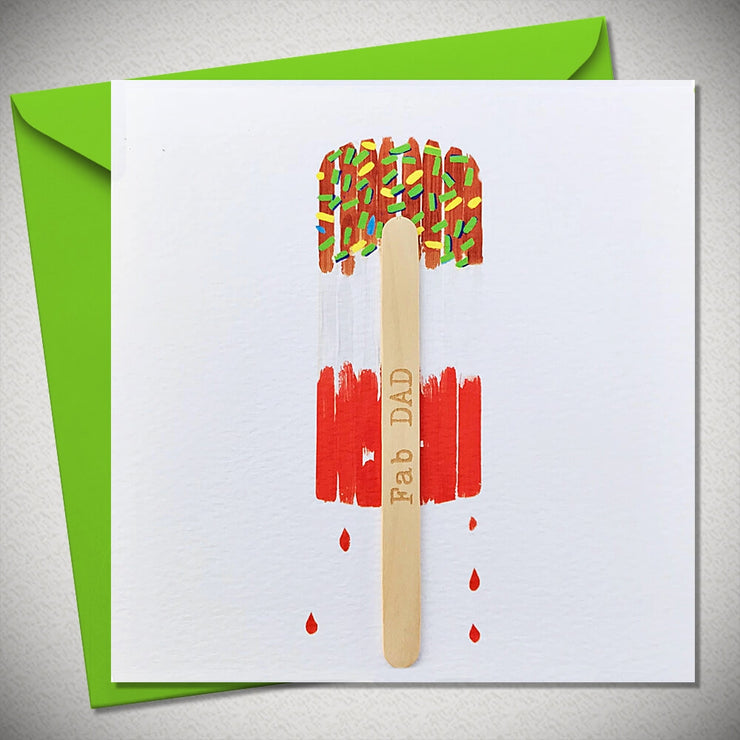 Fab Dad Lolly Stick Greetings Card