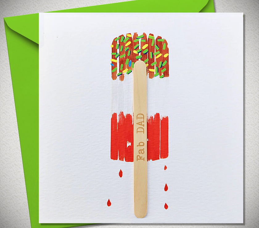 Fab Dad Lolly Stick Greetings Card