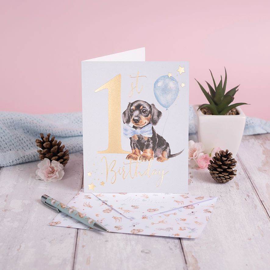 Puppy 1st Birthday Card - House of Cards