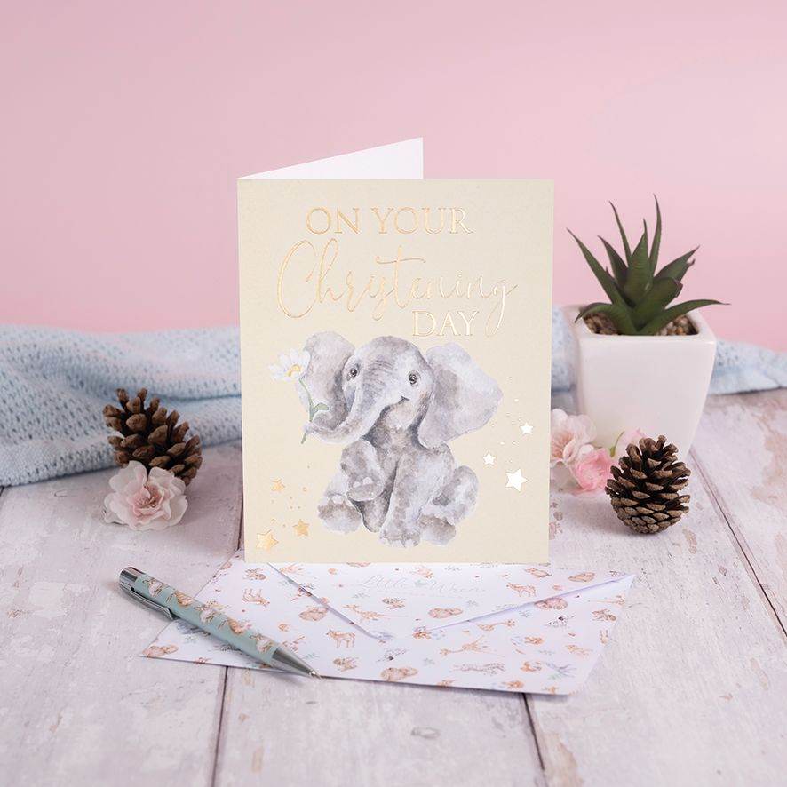 Elephant Christening Day Card - House of Cards