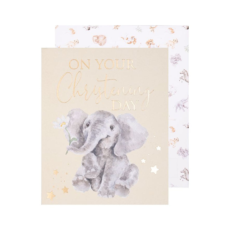 Elephant Christening Day Card