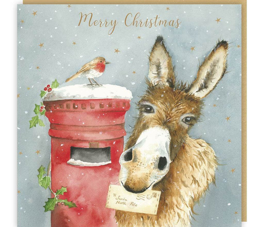 5 Love Country Donkey at Postbox Christmas Cards - House of Cards