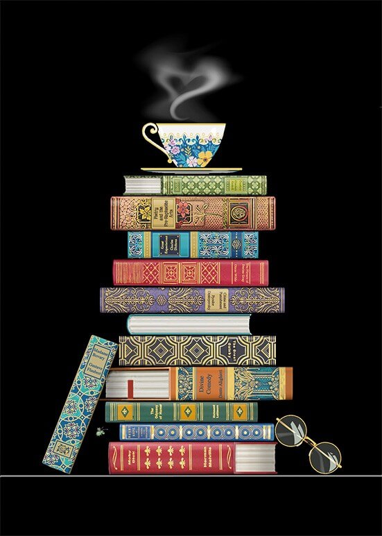 Book Pile Birthday Card
