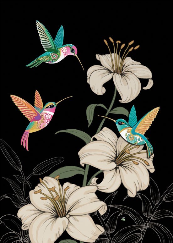 Hummingbirds Birthday Card