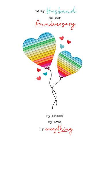 Anniversary Husband Rainbow Heart Card - House of Cards