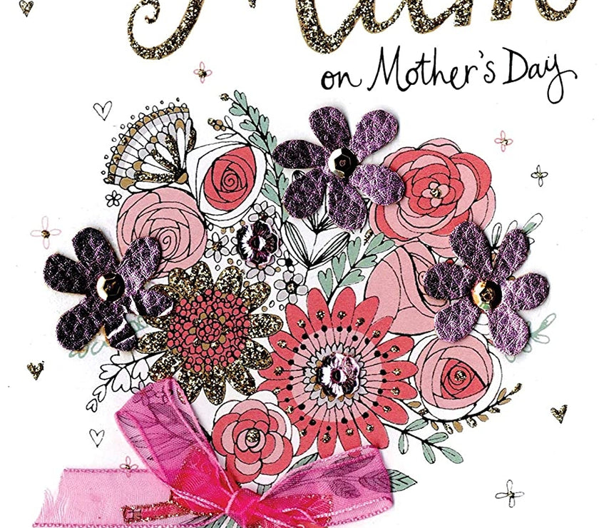 Pink Flowers Mothers Day Card