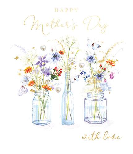 Flower Bottles Happy Mothers Day Card - House of Cards