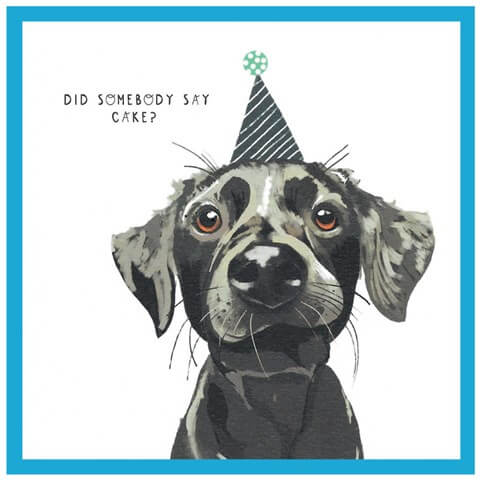 Cake Black Dog Birthday Card