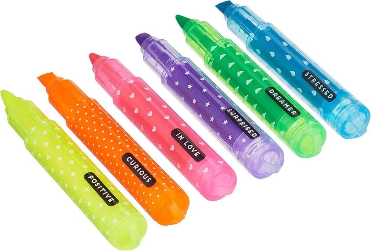 Teddys Set of 6 Mini Neon Highlighters - House of Cards