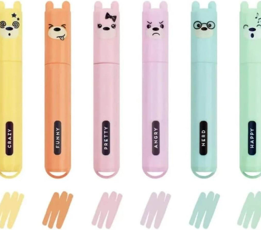 Teddys Set of 6 Mini Pastel Highlighters