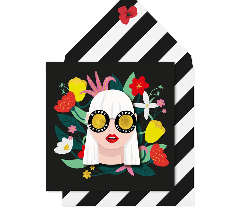 Girl In Glasses Birthday Card