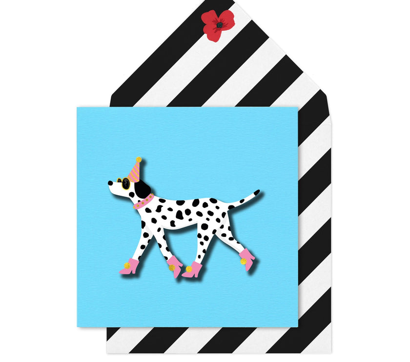 Dalmatian in Boots Birthday Card