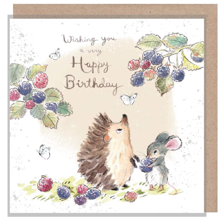 Hedgehog and Mouse Birthday Card
