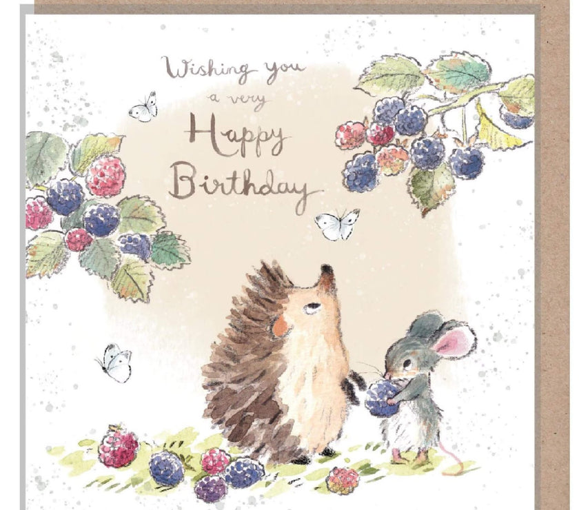 Hedgehog and Mouse Birthday Card