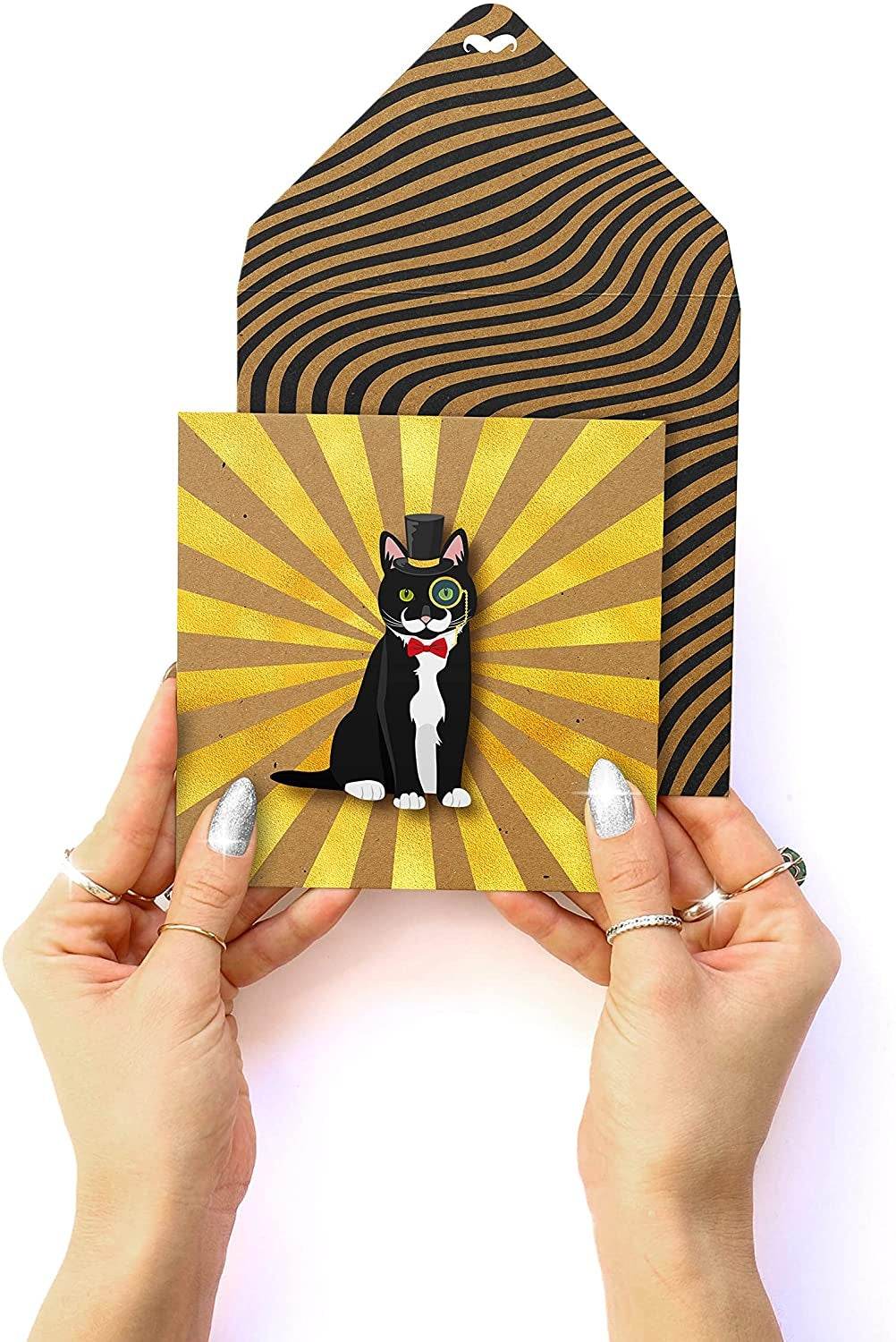Top Hat Cat Birthday Card - House of Cards