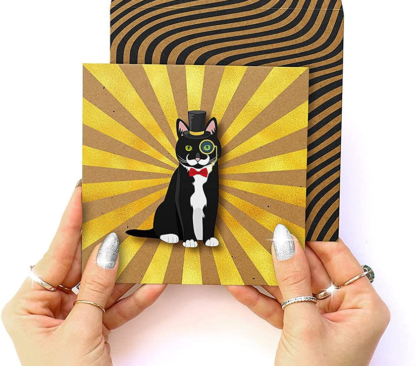 Top Hat Cat Birthday Card