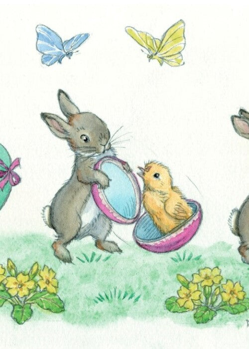 Rabbits and Eggs Easter Card