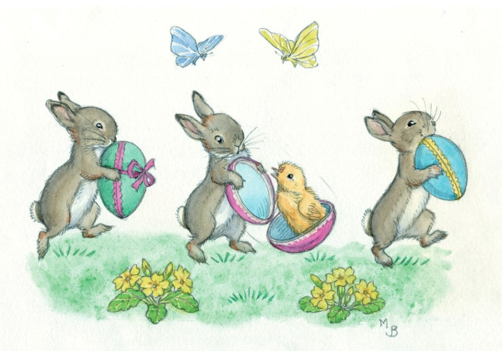 Rabbits and Eggs Easter Card