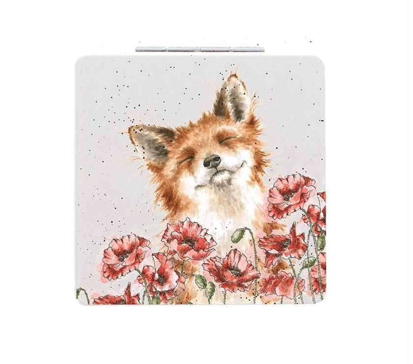 Poppy Field Fox Compact Mirror