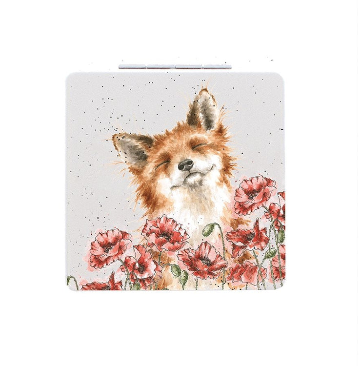 Poppy Field Fox Compact Mirror