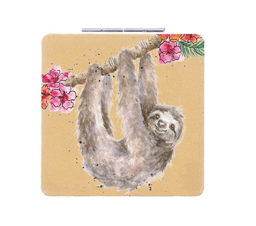 Hanging Around Sloth Compact Mirror