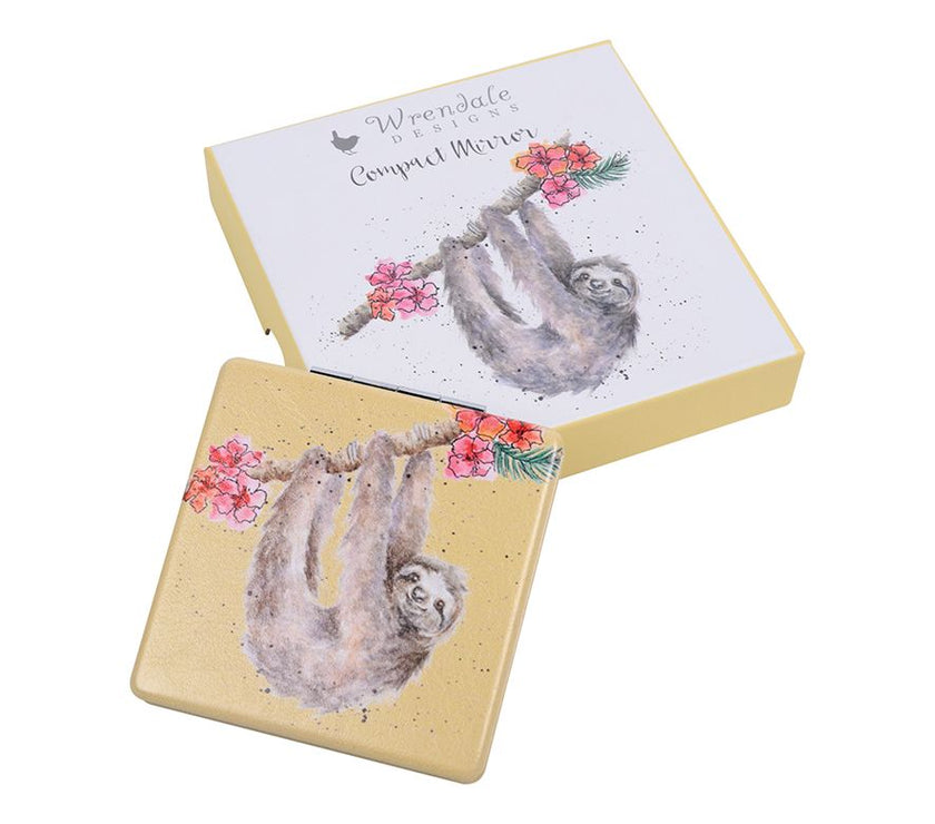 Hanging Around Sloth Compact Mirror