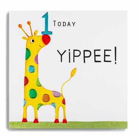 Giraffe 1st Birthday Card