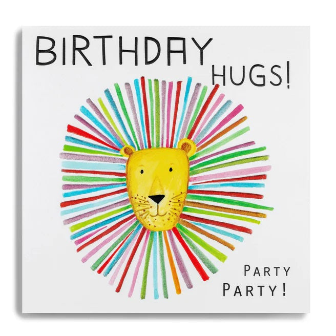Party Lion Hugs Birthday Card