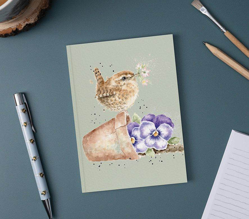 A6 Flower Pot Wren Notebook - House of Cards