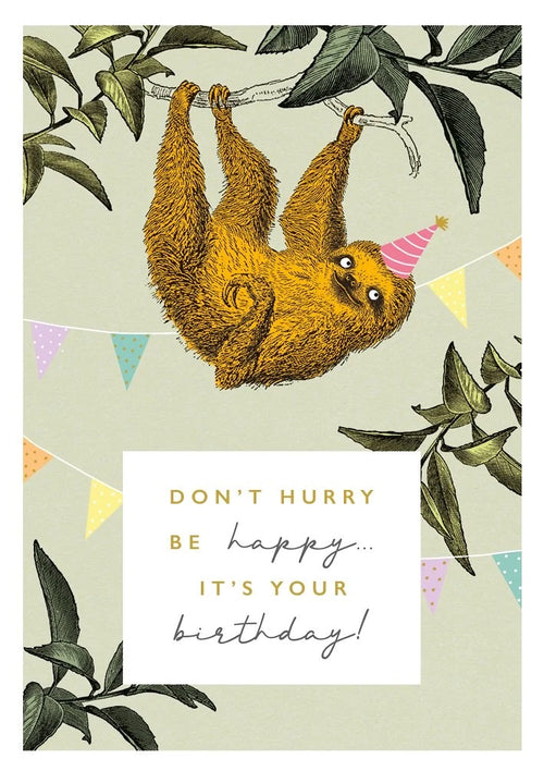 Don't Hurry Sloth Happy Birthday Card