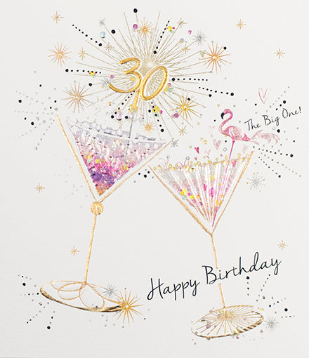 Cocktails 30th Birthday Card