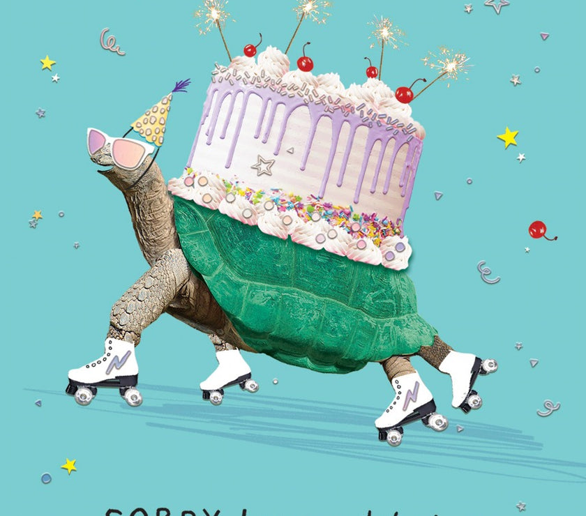 Skating Tortoise Happy Belated Birthday Card