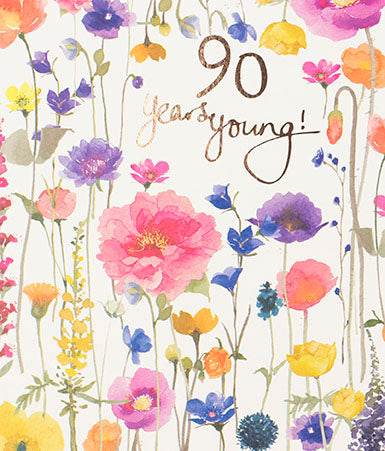 Floral 90 Years Young Birthday Card - House of Cards