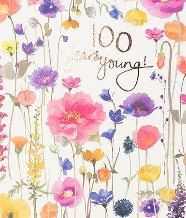 Floral 100th Birthday Card - House of Cards
