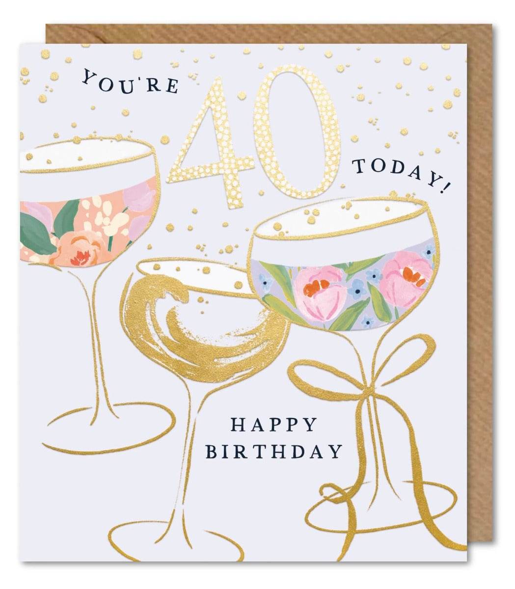 40th Pastel Birthday Card - House of Cards