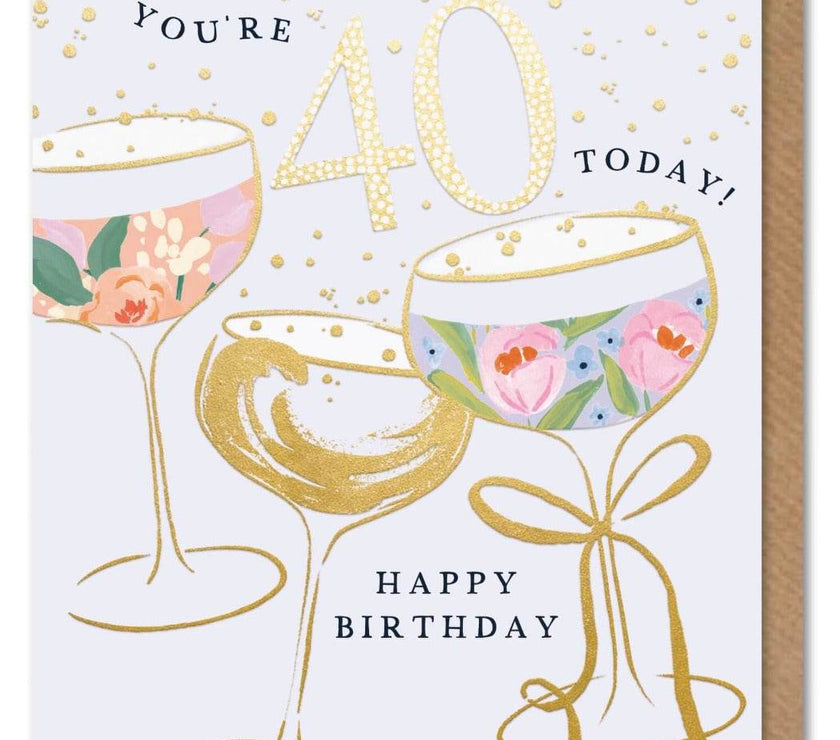 40th Pastel Birthday Card - House of Cards