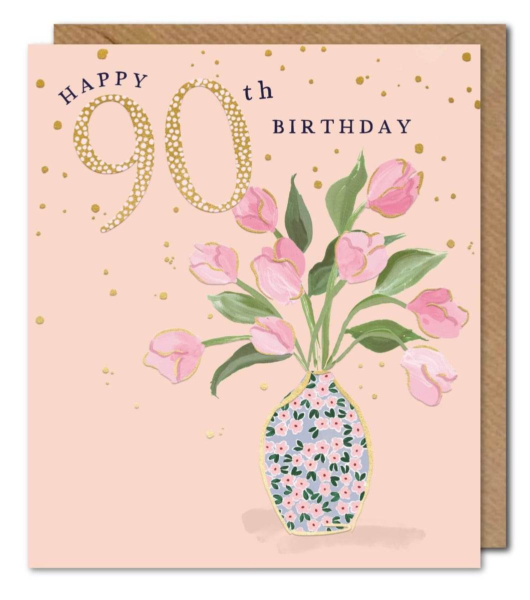 90th Pastel Birthday Card - House of Cards
