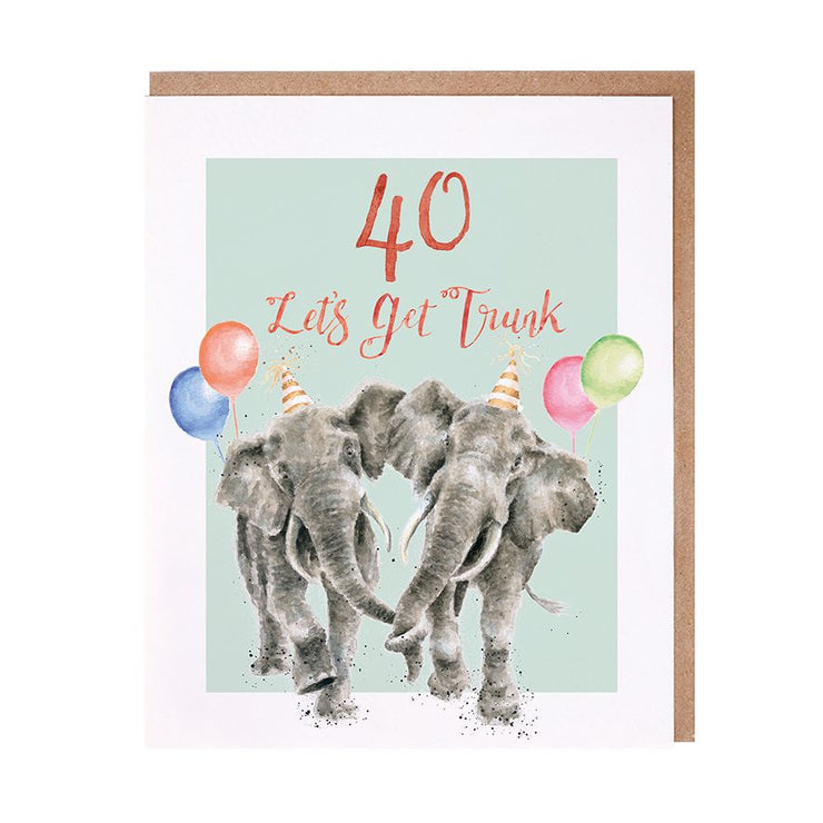 Elephants 40th Birthday Card