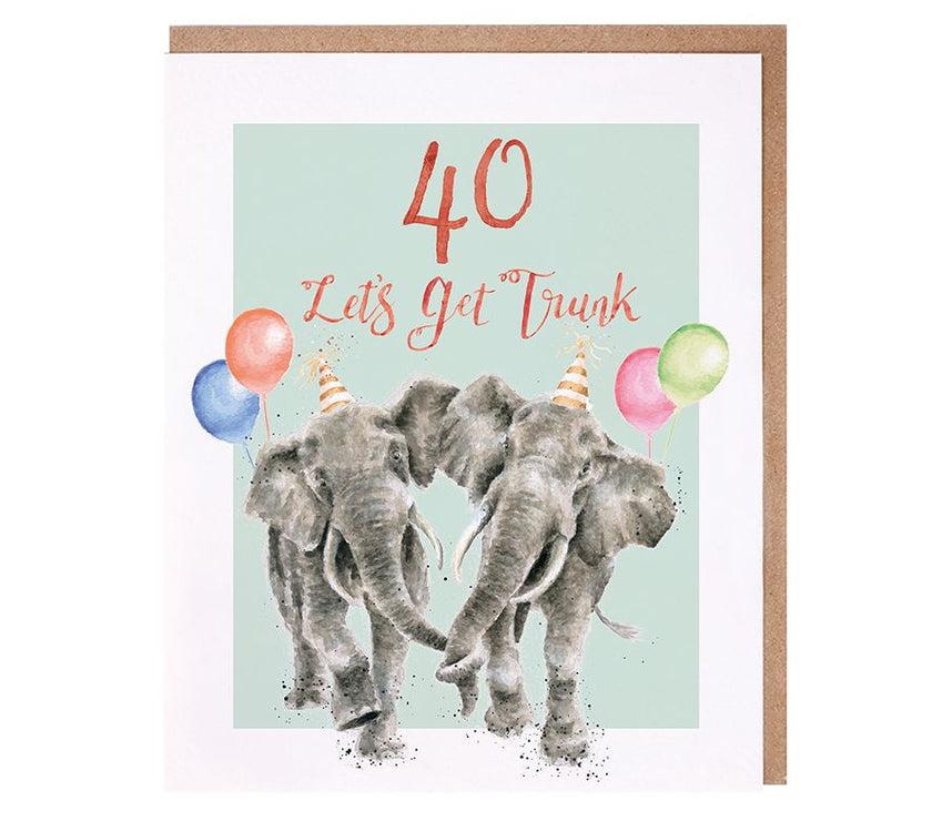 Elephants 40th Birthday Card