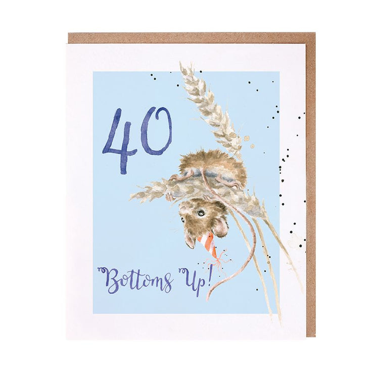 Field Mouse 40th Birthday Card