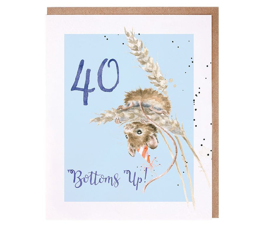 Field Mouse 40th Birthday Card