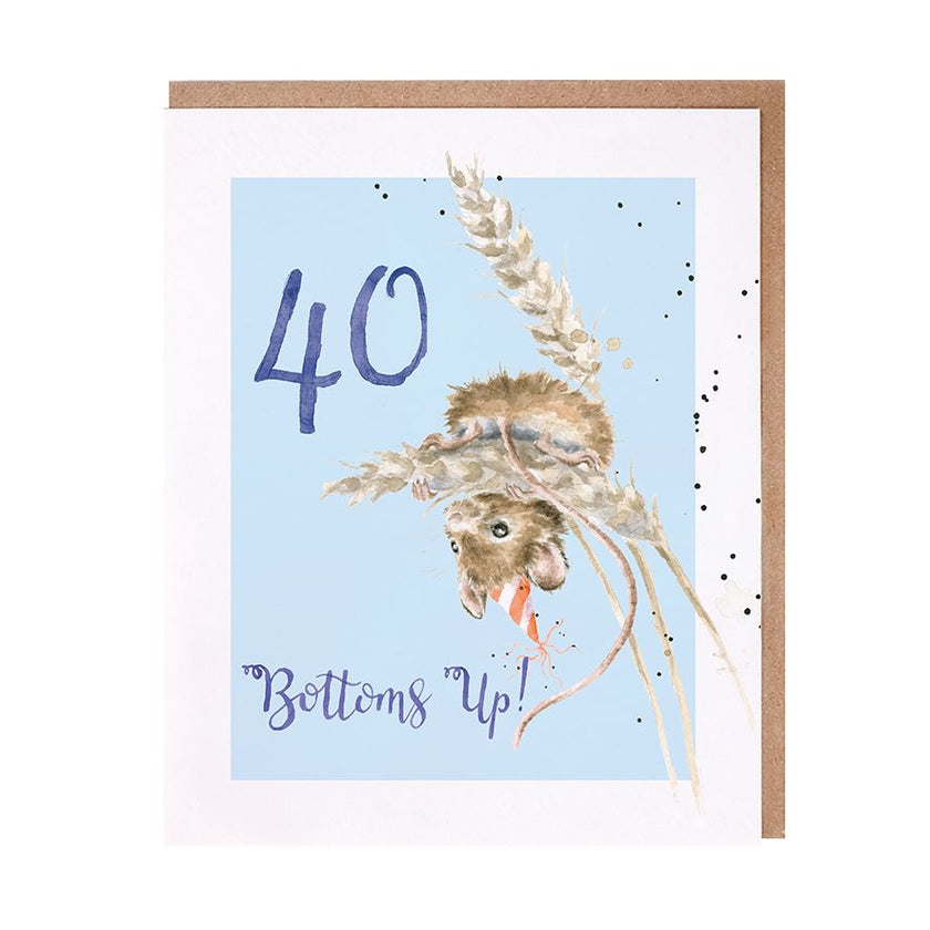 Field Mouse 40th Birthday Card