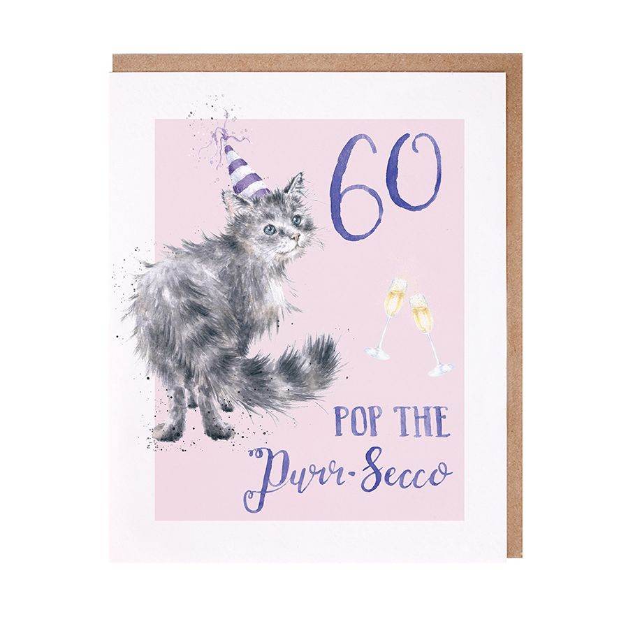 Purr-Secco 60th Birthday Card - House of Cards