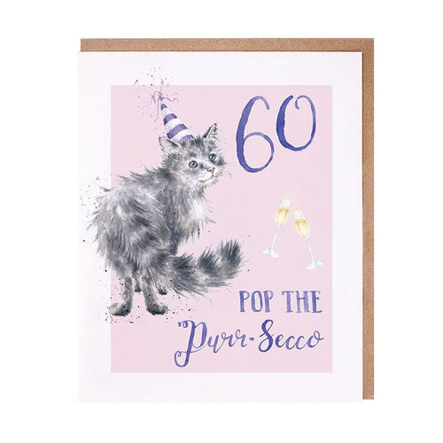 Purr-Secco 60th Birthday Card