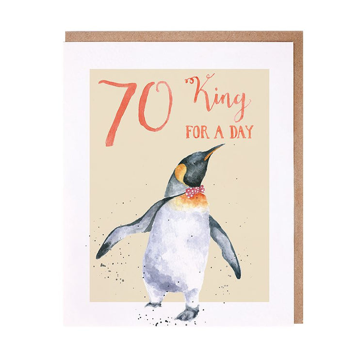 King For A Day Penguin 70th Birthday Card