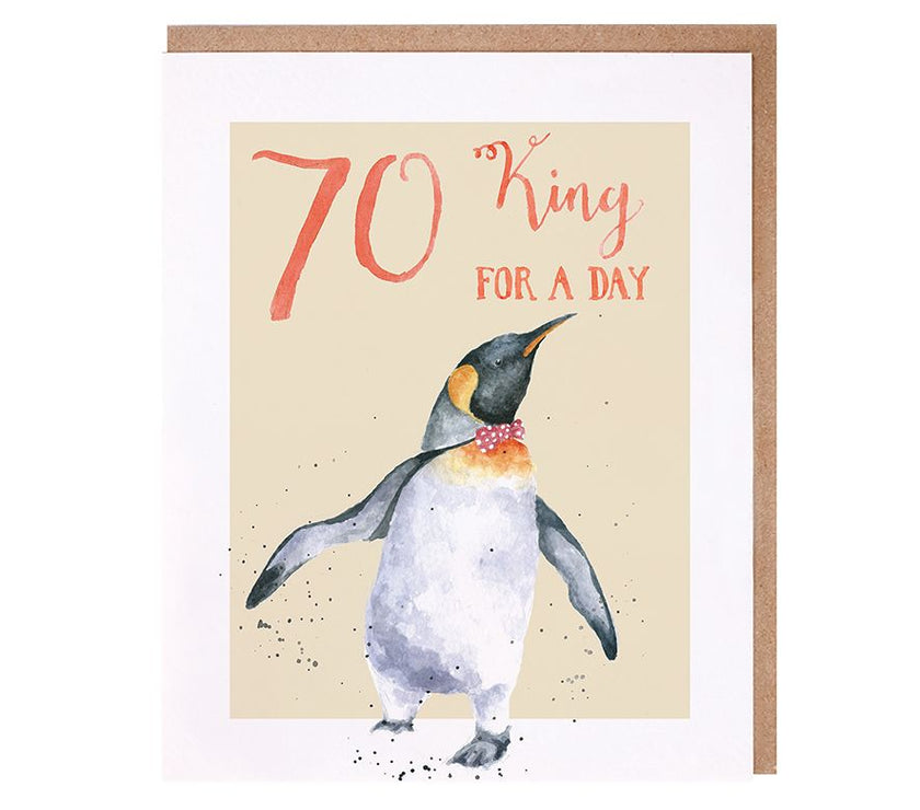 King For A Day Penguin 70th Birthday Card