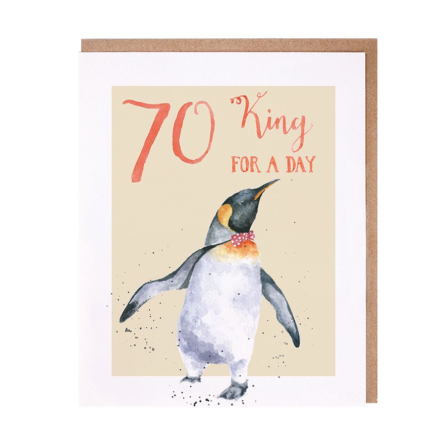King For A Day Penguin 70th Birthday Card